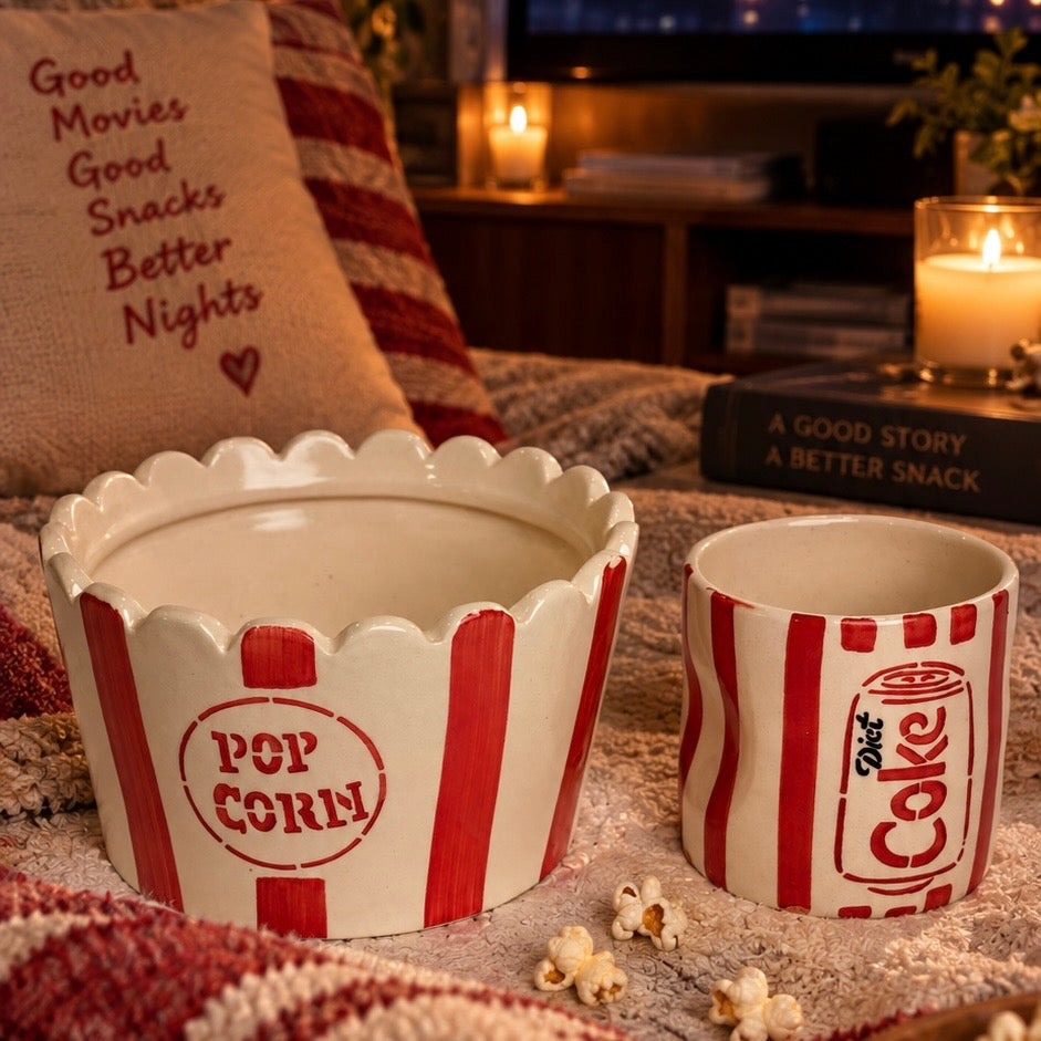 Diet Coke Glass and Popcorn Tub - Midnight Munchies