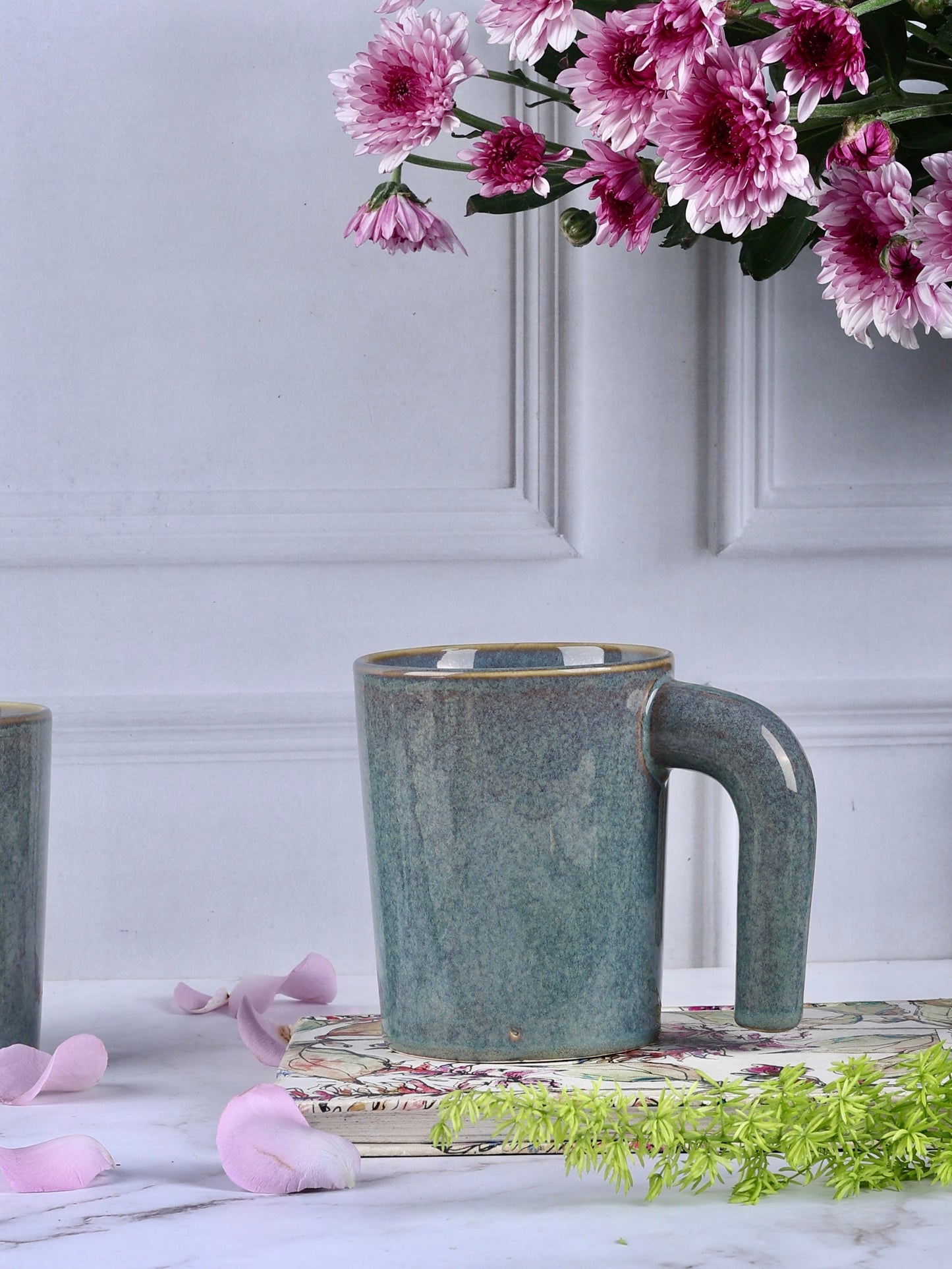 Gripster Mug Earthy Colors, Stylish Handle - Set of 2