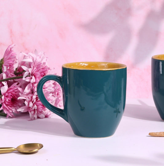 Mustard and Blue or Green XXL Stoneware Mug
