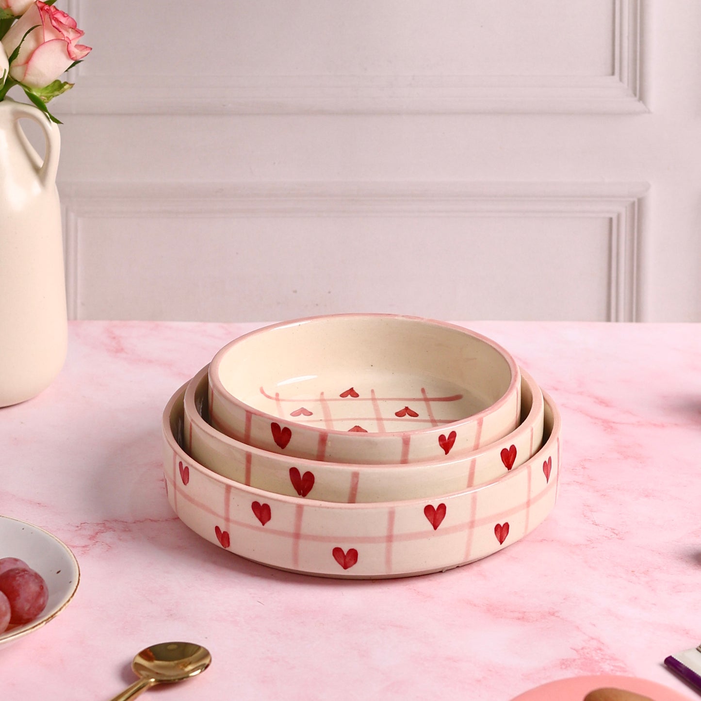 Beating Heart 3 Piece Nesting Flat Bowl Set