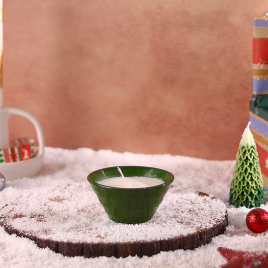 Vanilla Scented Premium Candle in reusable green ceramic bowl