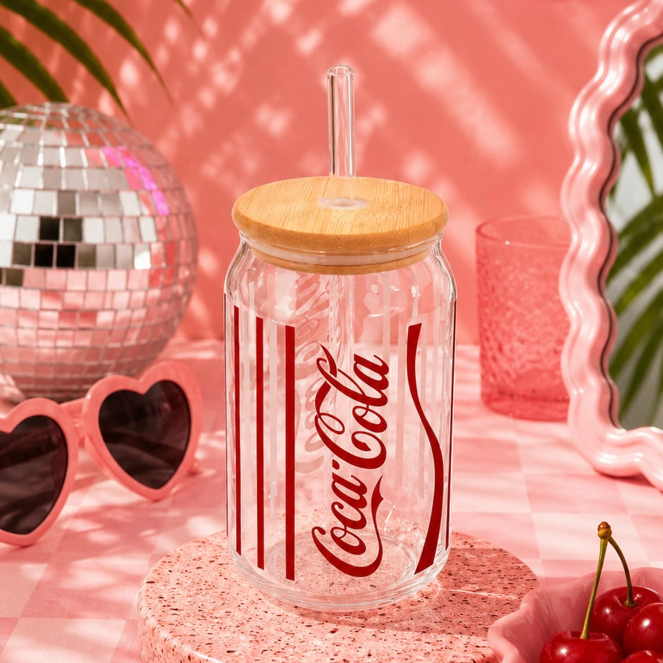 Coke Series Ophelia Glass Sipper - with UV DTF sticker