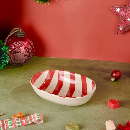 Candy Cane Stripes Shallow Bowl