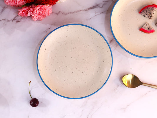 Blue Rim Speckled Quarter Plate