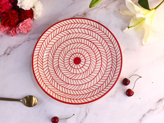 Red Jura Handpainted Dinner Plate