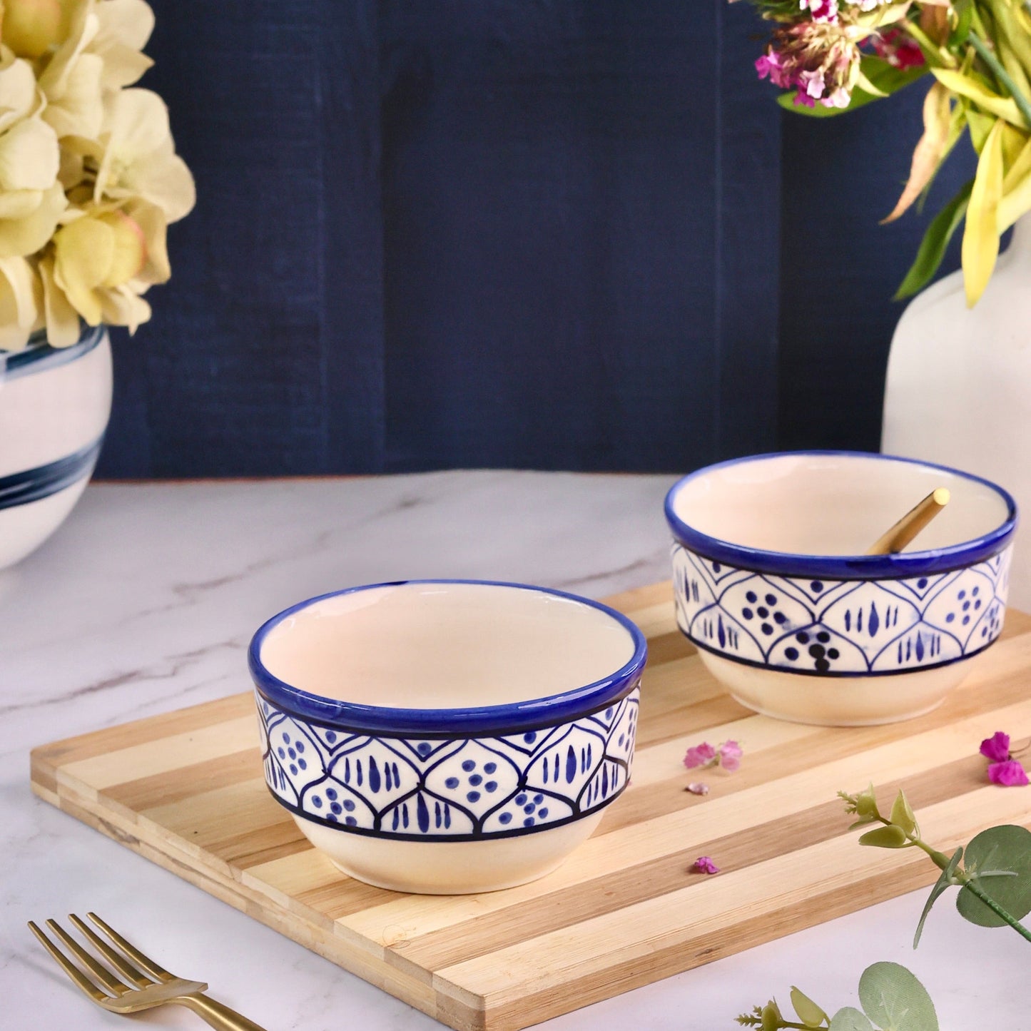 Vanya Handpainted Snack or Soup Bowl - Pack of 2