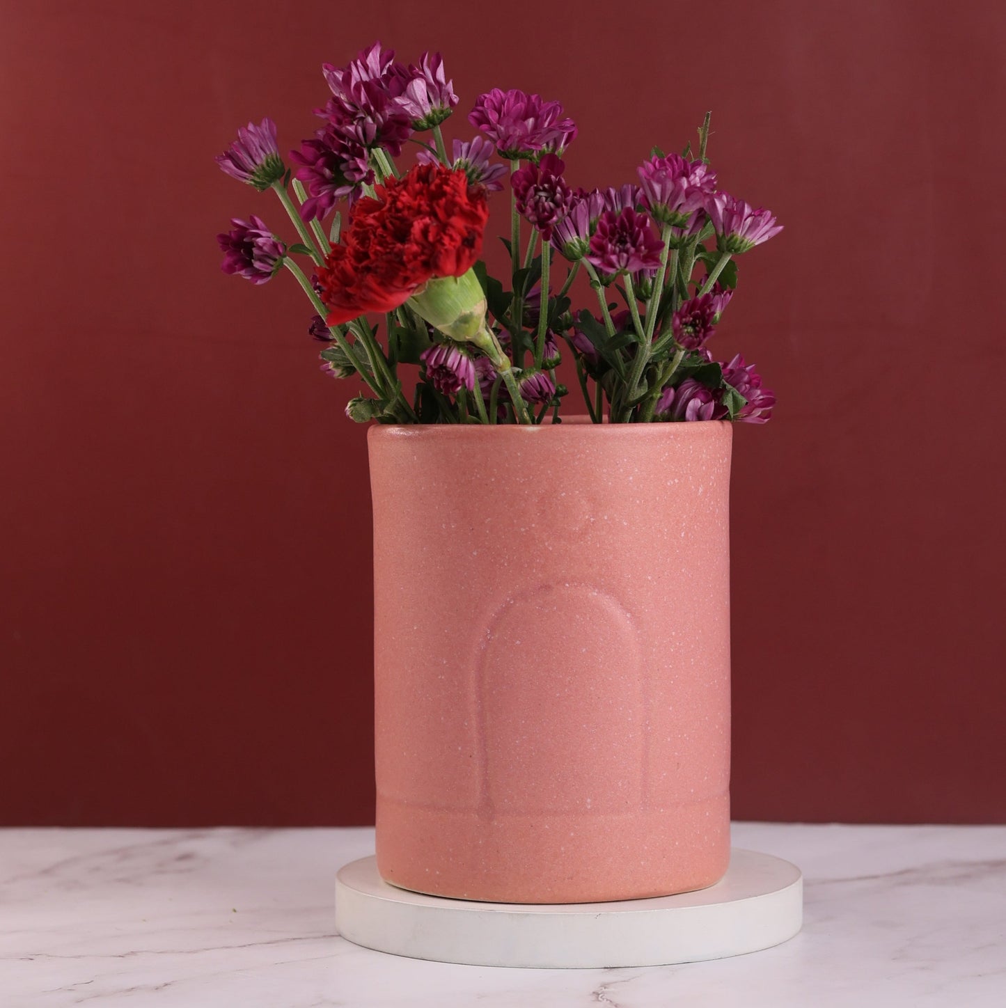 Luna Ceramic Flower Planters - Black, Brown, Green & Pink