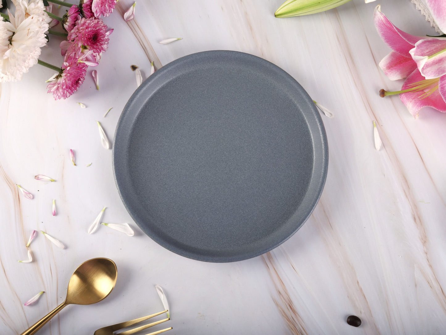 Grey Rim Deep Sided Snack Plate