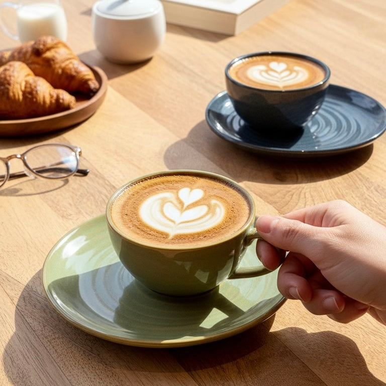 Medusa Glossy Cafe Style Cup and Saucer