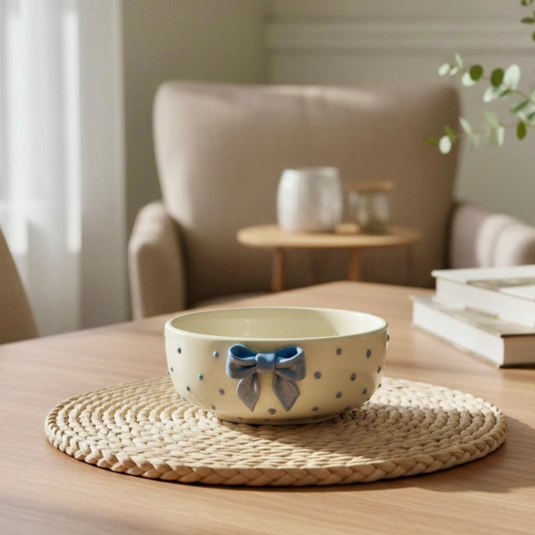 Blue Bow Polka All Purpose Bowl
