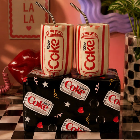 The OG Diet Coke Sippers - with stainless steel straws with custom Diet Coke Gift wrap