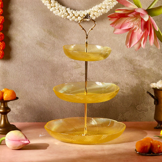 Irina Glass 3 tier Cake or Cupcake Stand or Fruit Platter