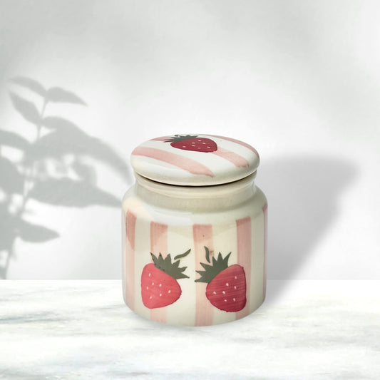 Strawberry Stripe Jar - not airtight - pack of one