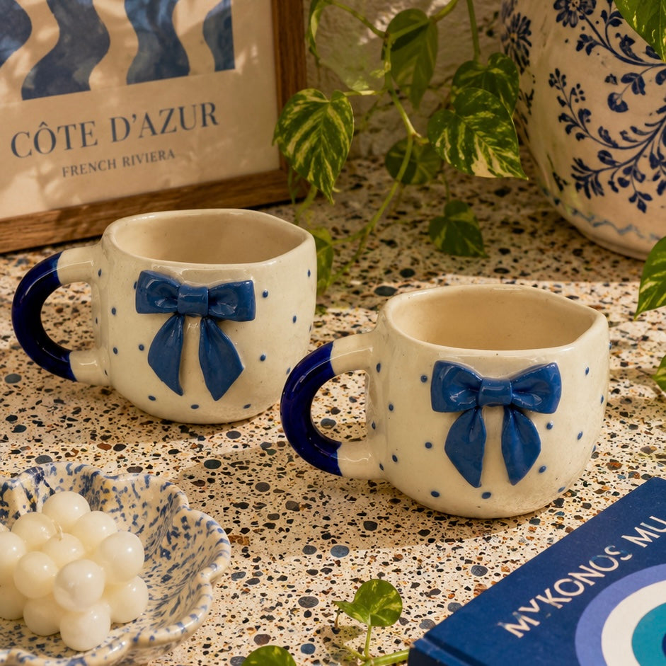 Pixie Blue 4D Bow Mugs - Set of 2