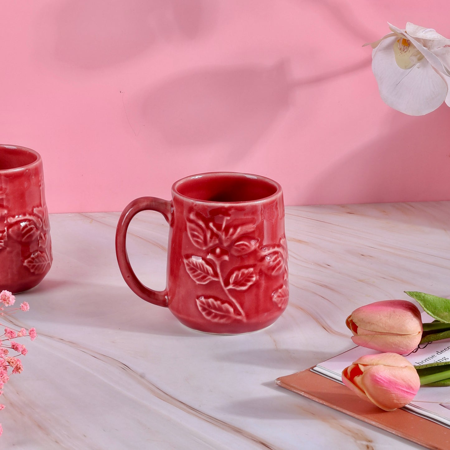 Red Hibiscus Mug - Set of 2