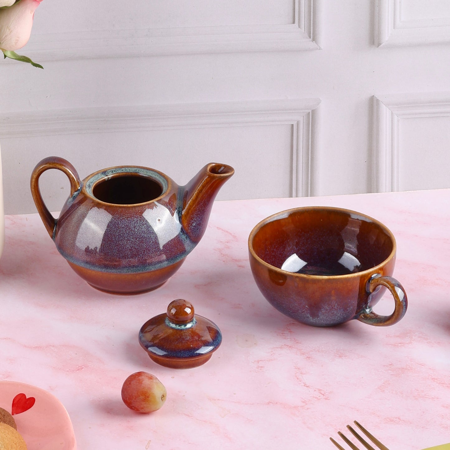Ritambari Studio Pottery Stackable Teapot with Cup