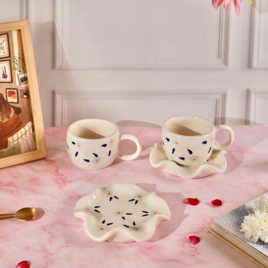 Daisy Blooming Garden - Pack of 1 cup and 1 Saucer