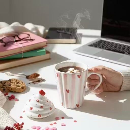 Heart Cupcake Mug with Lid - Pack of two