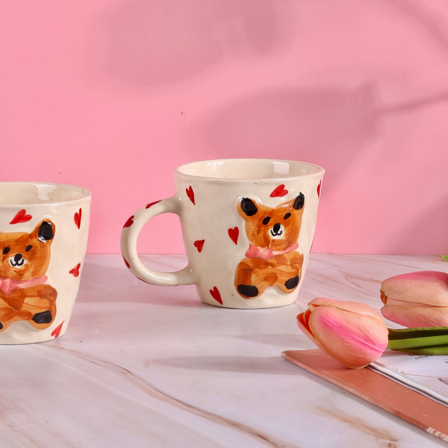 Pixie 3D Teddy Heart Mugs - Set of 2