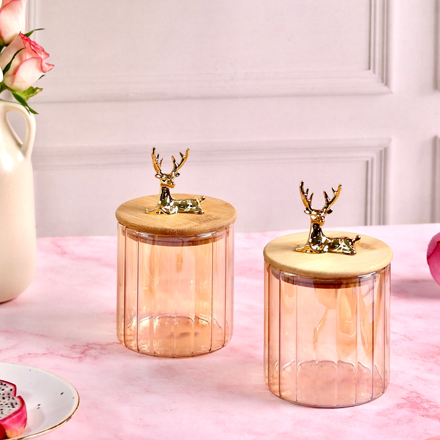 Deer Airtight glass storage jars - Set of 2