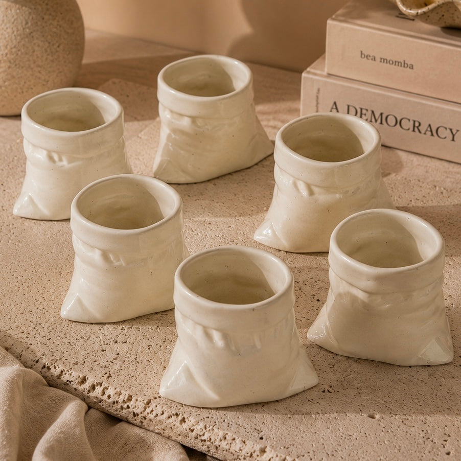 Handmade Off White Slouchy Handleless Mugs Small
