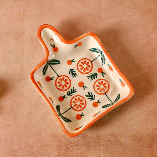 Orange Blossom Handpainted Handle Platter