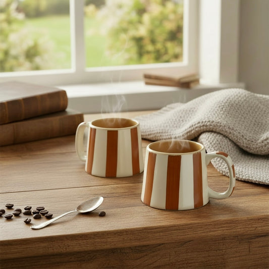 The Zen Stripe Mug Brown - Set of 2