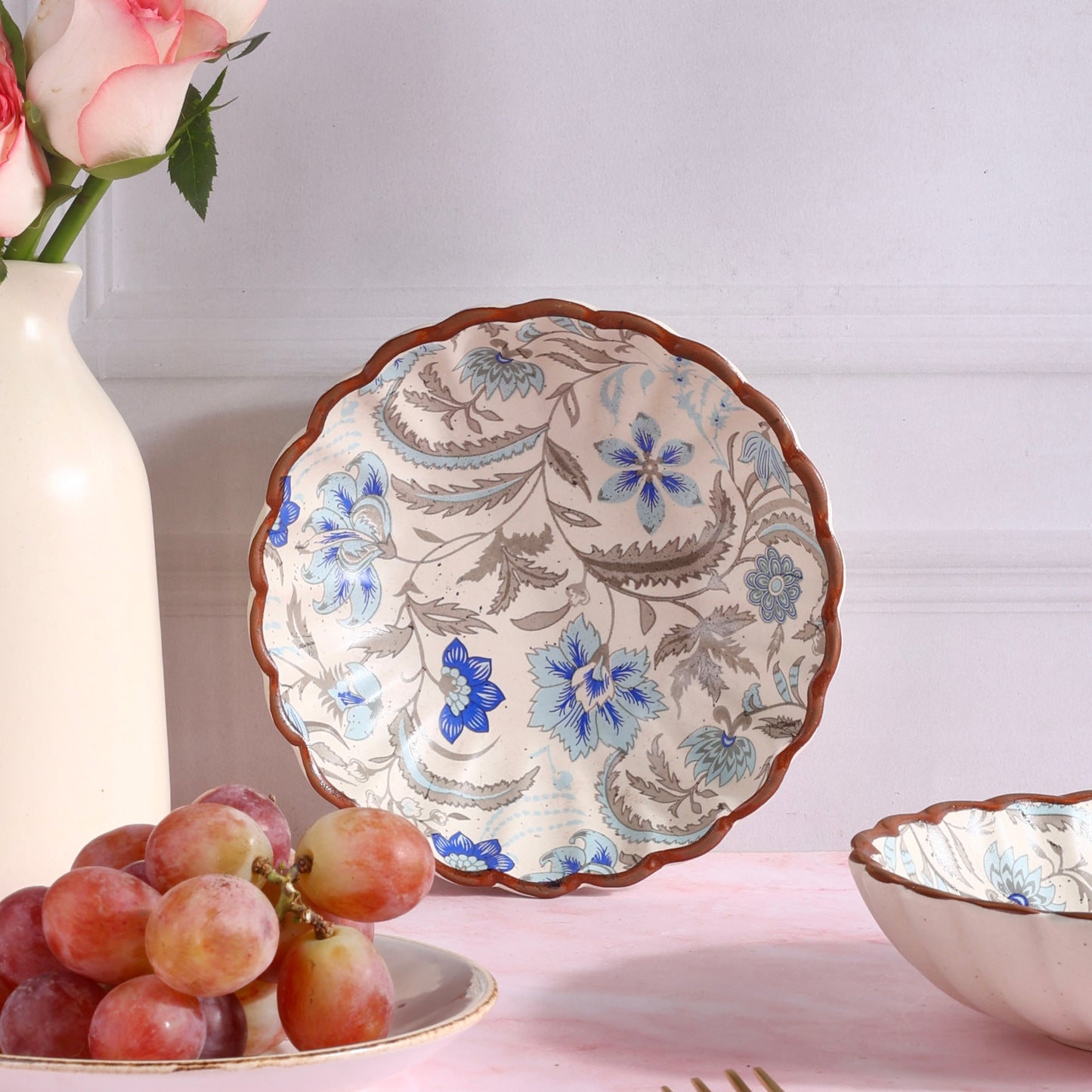 Indrani Bagh Tray and Scalloped Bowls