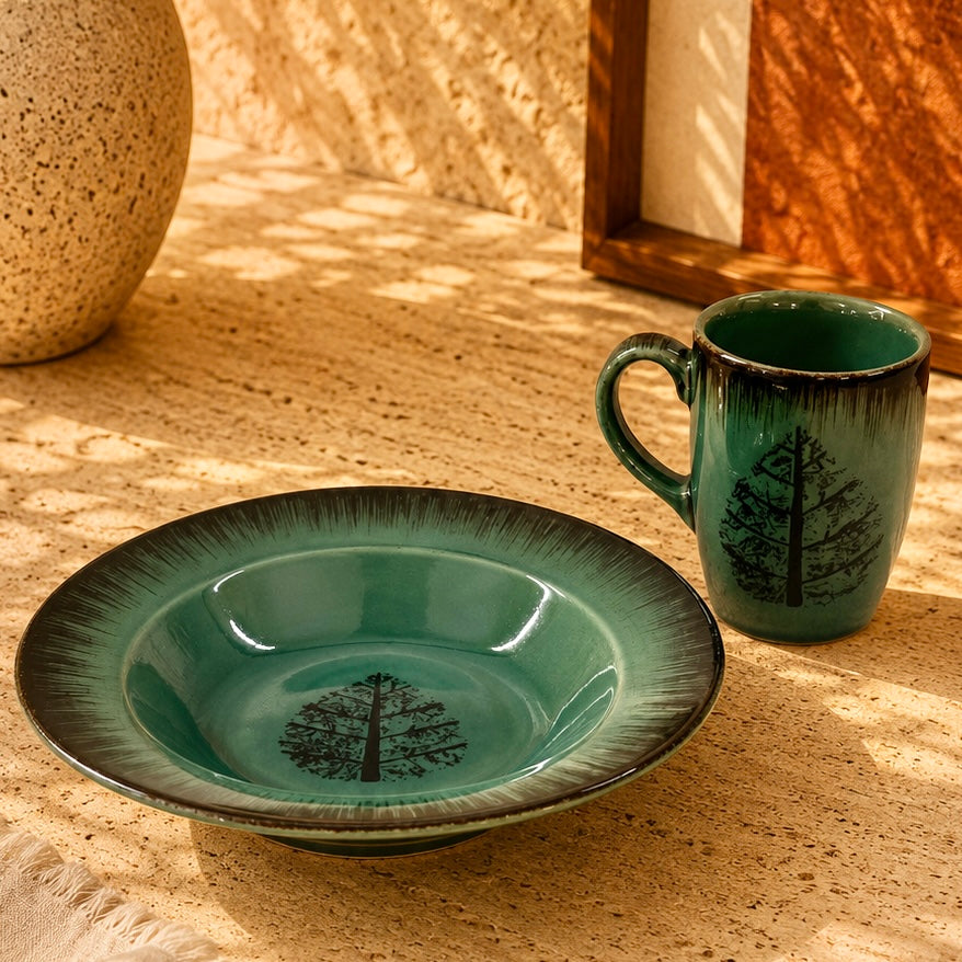 Handcrafted Rustic Fern Pasta Plate Large