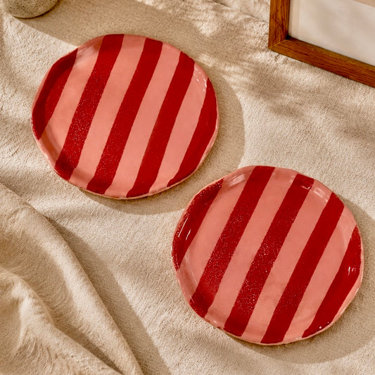 Pink and Red Zen Stripe Snack Plate - Pack of one