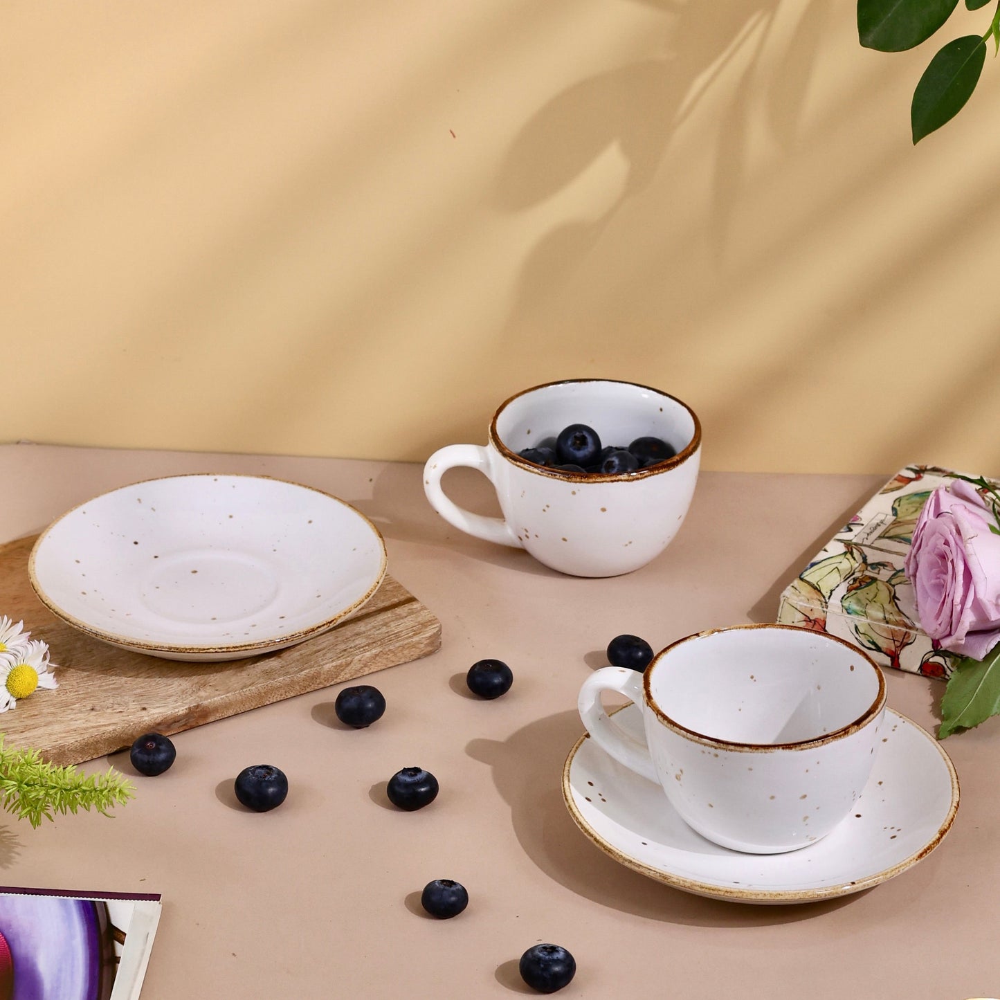 Fiji Cup and Saucer Set - Mint & White