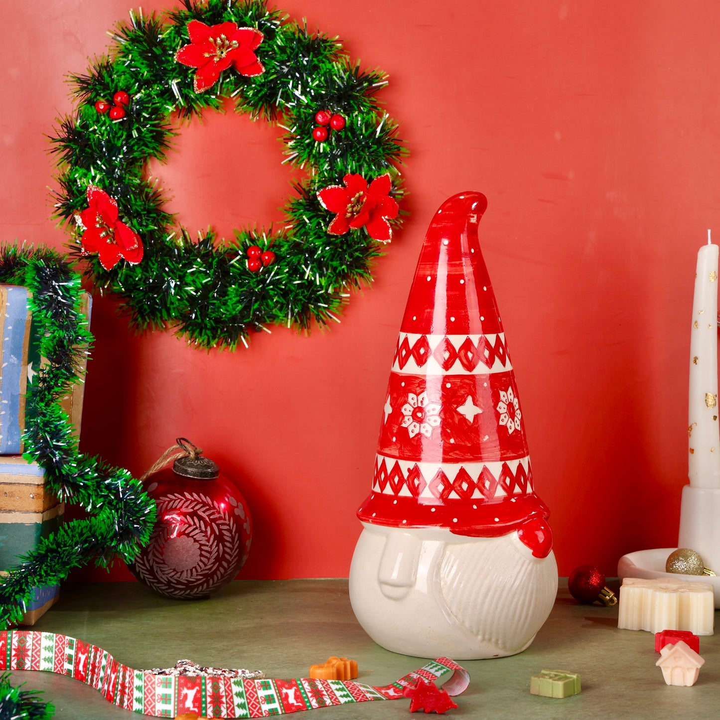 Handpainted Ceramic Santa Decor