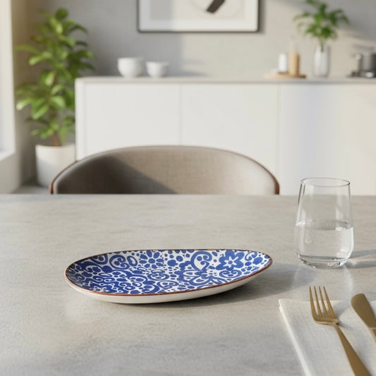 Blue Phool Bagh Small Almond Plate