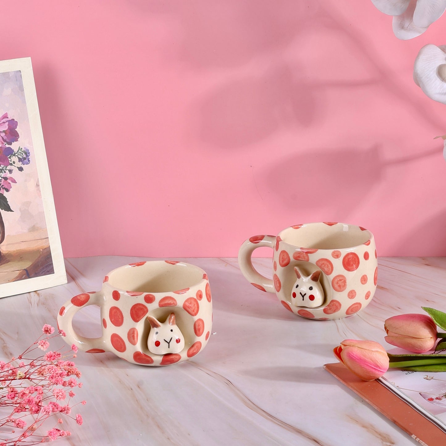 Pixie 4D Bunny Polka Mugs - Set of 2