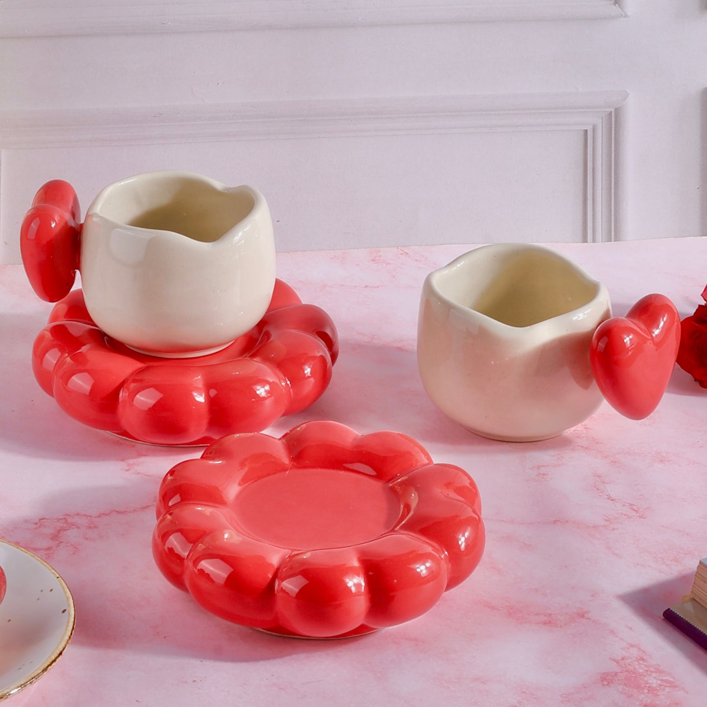 Heart Cloud Whimsical Cup & Saucer Set - Enchanting Collection