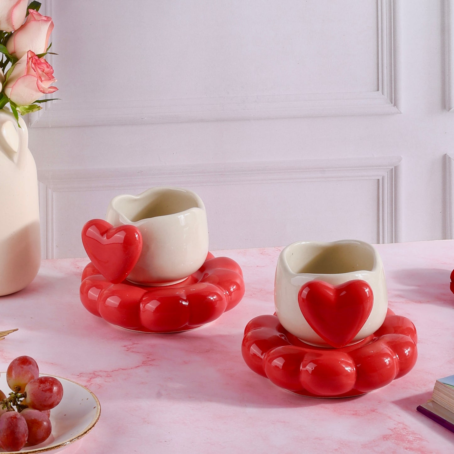 Heart Cloud Whimsical Cup & Saucer Set - Enchanting Collection