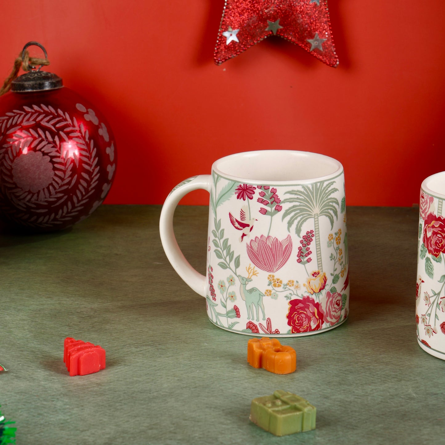 Forest Foliage Printed Stoneware Mug - Set of 2