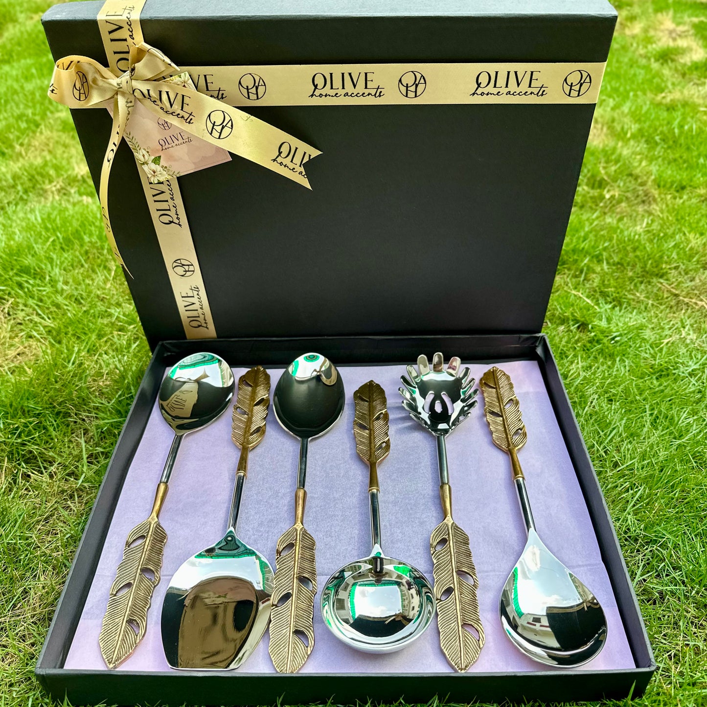 Echoes of Feather Serving Spoon Set of 6 pieces