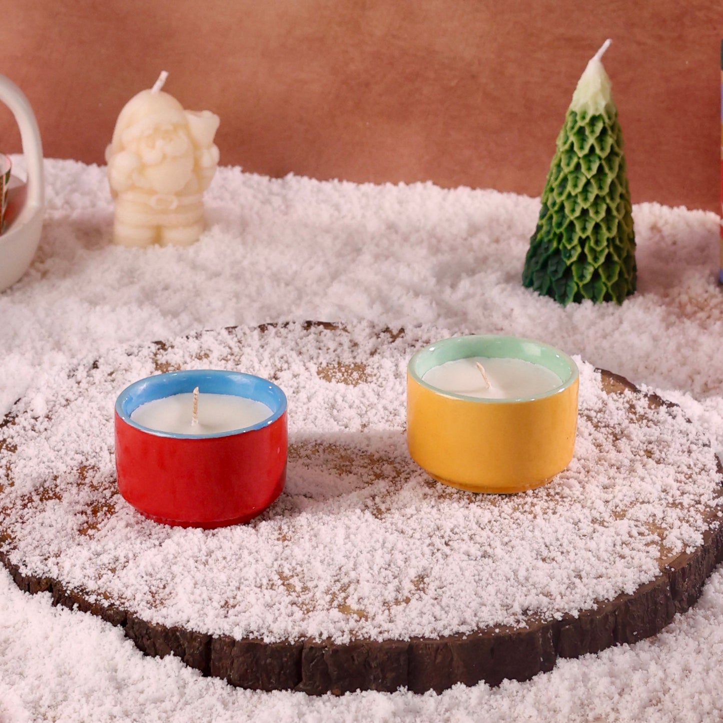 Vanilla Scented Premium Candle Duo in reusable ceramic dip bowls