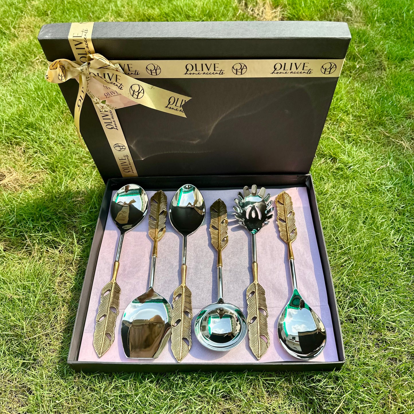 Echoes of Feather Serving Spoon Set of 6 pieces