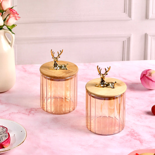 Deer Airtight glass storage jars - Set of 2