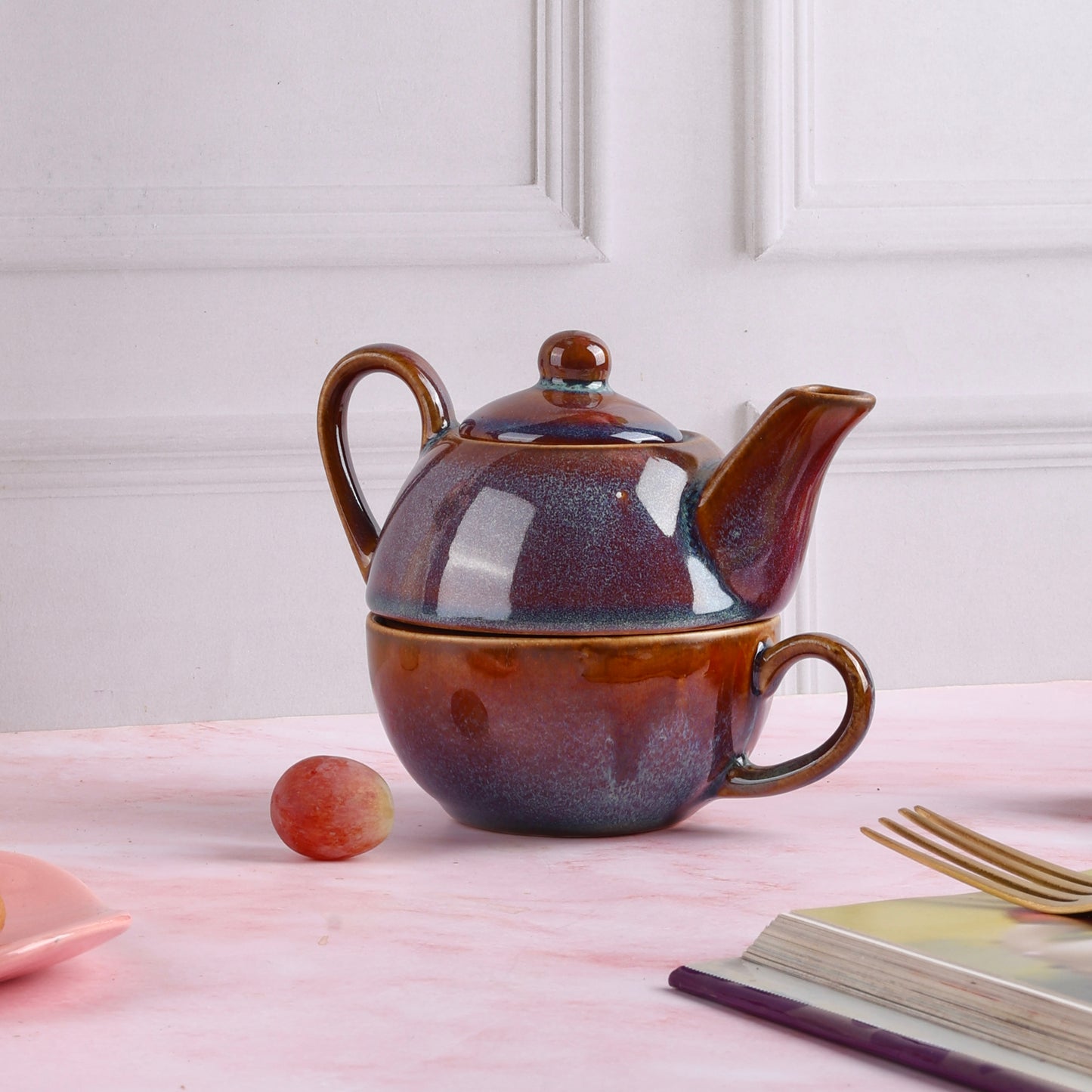 Ritambari Studio Pottery Stackable Teapot with Cup