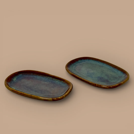 Set of 2 Tapas Square Individual Serving Rectangle Plates