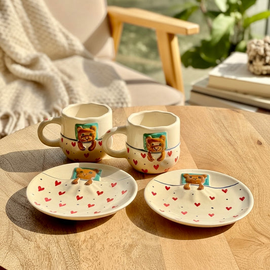 Sleepy Teddy Mug and Snack Plate Set