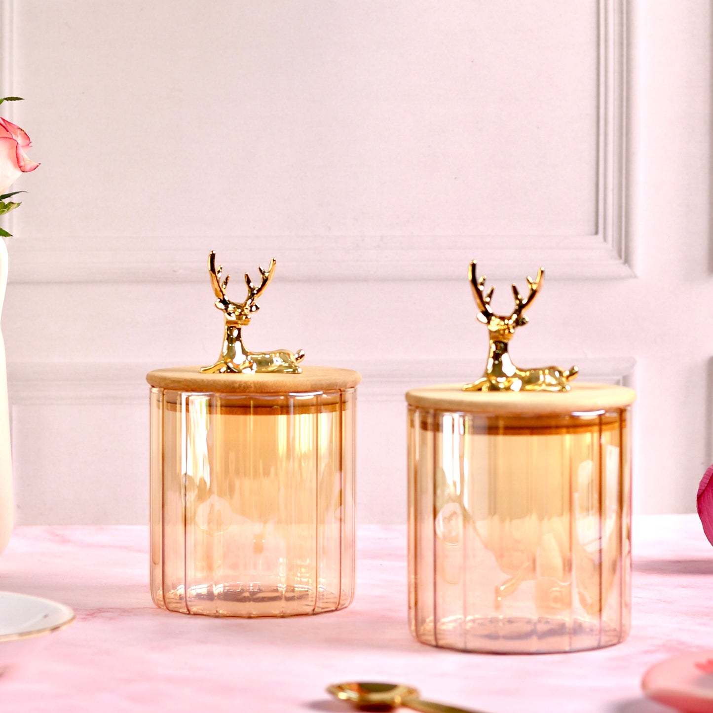 Deer Airtight glass storage jars - Set of 2