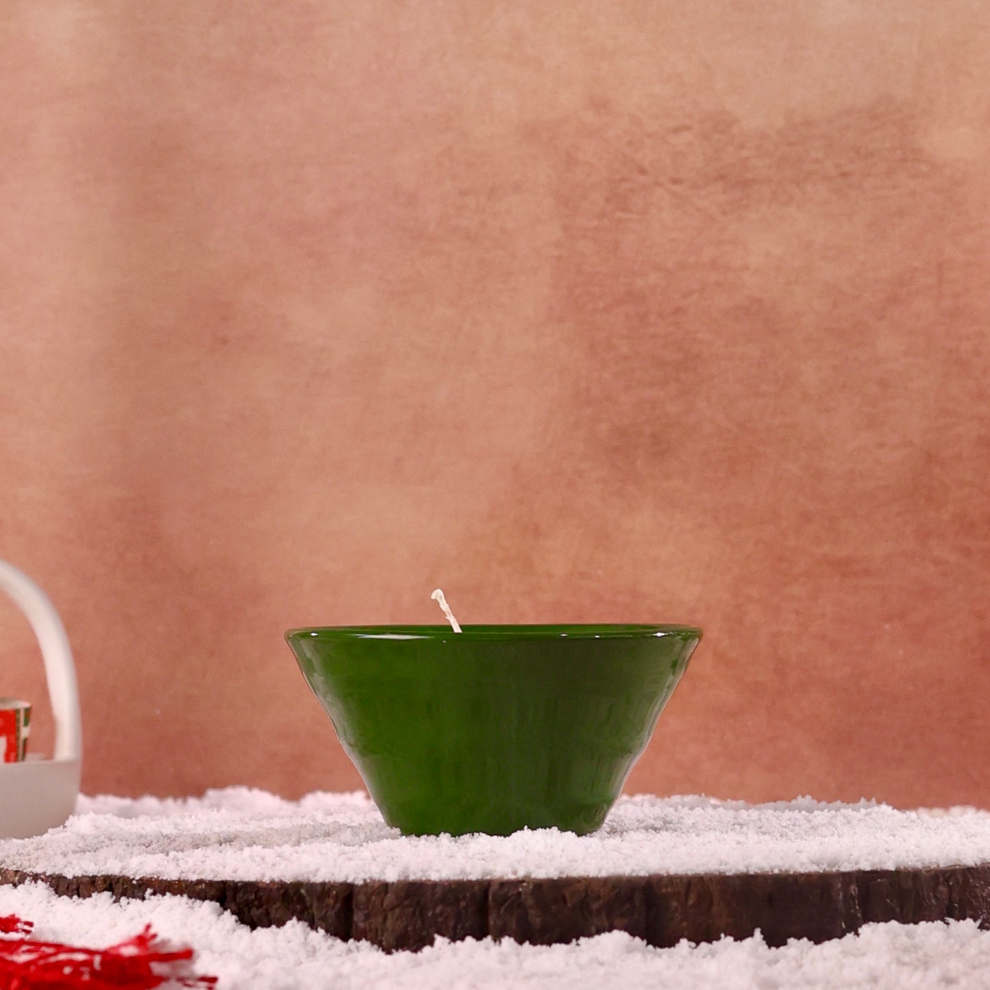 Vanilla Scented Premium Candle in reusable green ceramic bowl