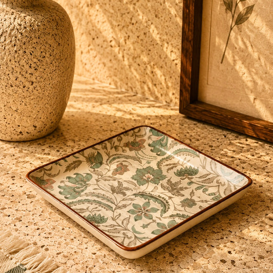 Phool Bagh Medium Square Snack Plate - Pack of one