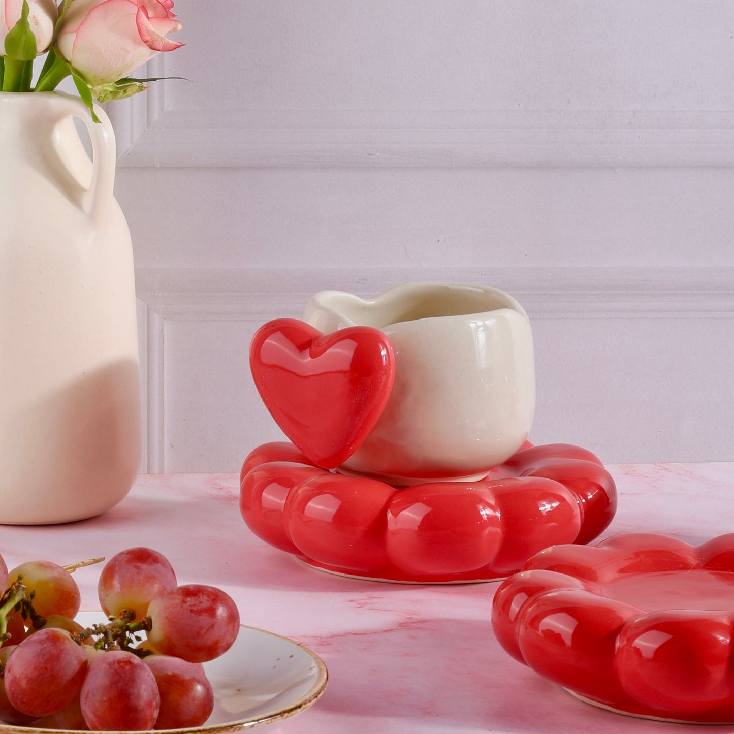 Heart Cloud Whimsical Cup & Saucer Set - Enchanting Collection