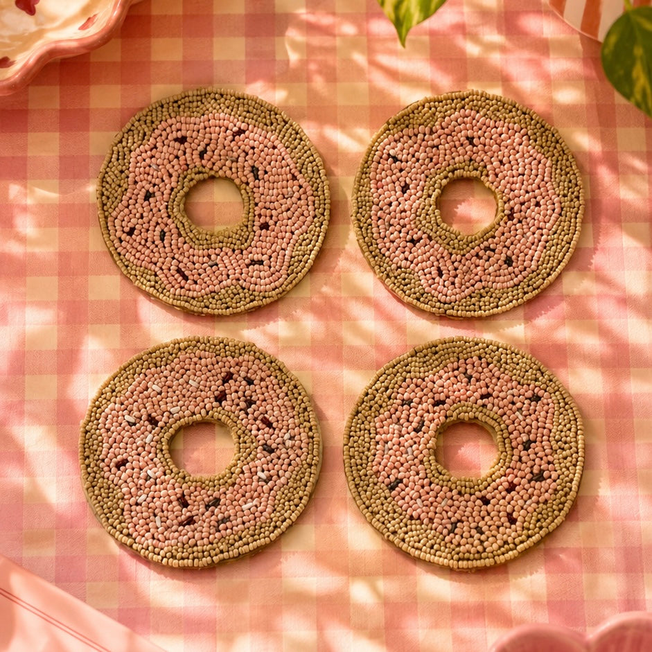 Set of 4 Handmade Beaded Coasters