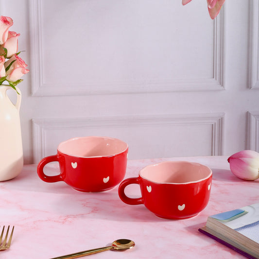 Red-y for Love Wide Cappuccino Mugs - Set of 2